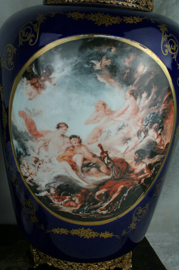 XL Vtg cobalt blue porcelain Vase marked 1960's
