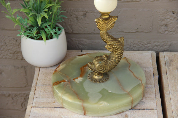 Vintage French onyx marble Dolphin Ashtray stand