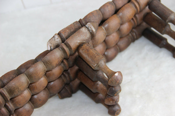 Vintage French Barley twist wood carved coat rack 1970 pliable system