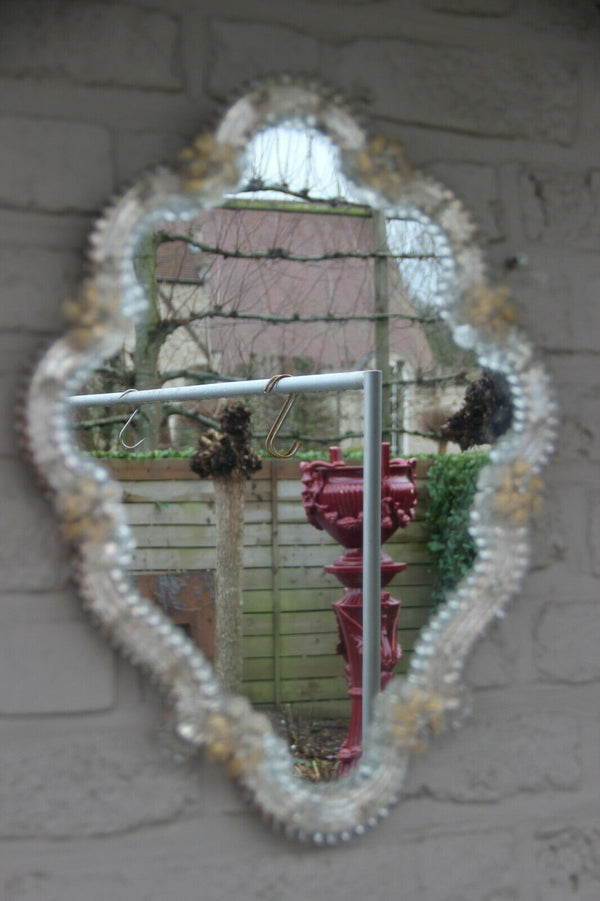 italian murano art glass floral Wall Mirror 1970