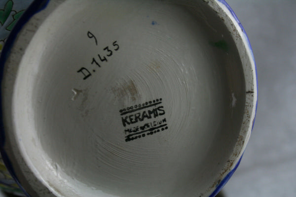 ART DECO C catteau Keramis glazed eathenware Vase D1435 F975 parrot birds