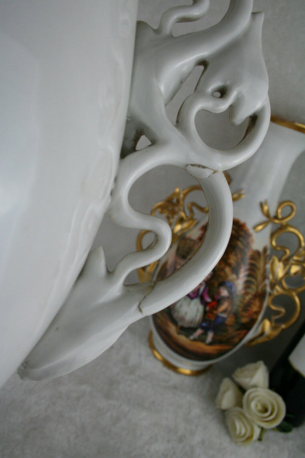 Exclusive Antique 19thc French vieux paris porcelain vases romantic scene rare