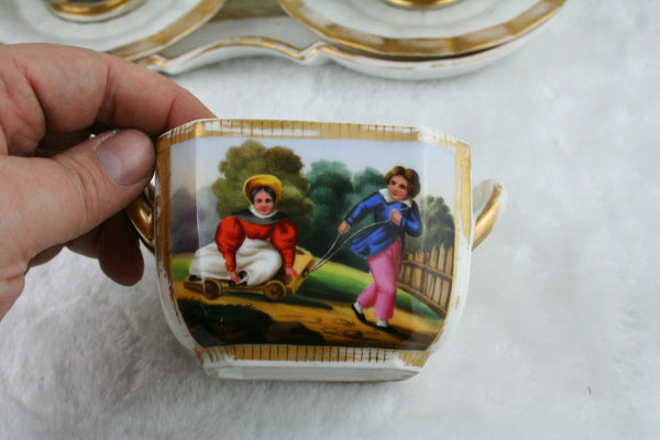 1880 Antique French paris porcelain tea coffee set hand paint