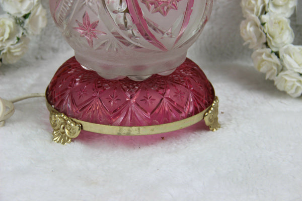 Bohemian Crystal glass Cut Table desk lamp 1950