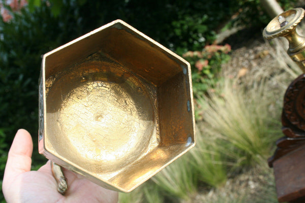 Pair Antique French brass angels Putti angel sidetable paws