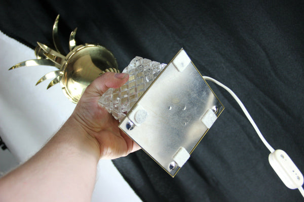 Mid century Pineapple brass leaves table desk lamp attr. maison jansen 60's