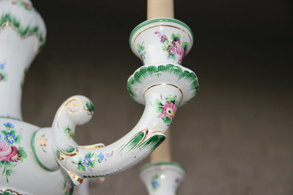 French vintage porcelain Floral chandelier 1960