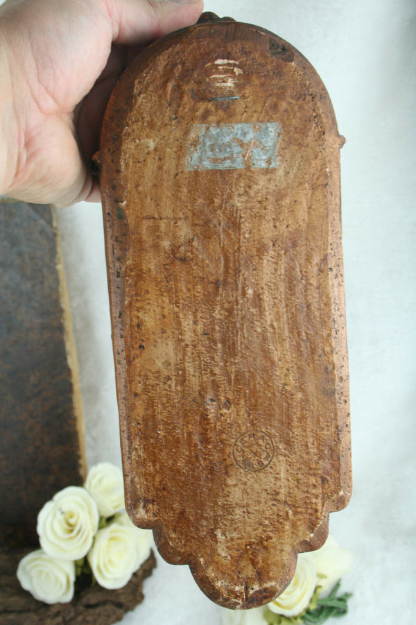 Flemish Ceramic wall madonna polychrome snake marked religious