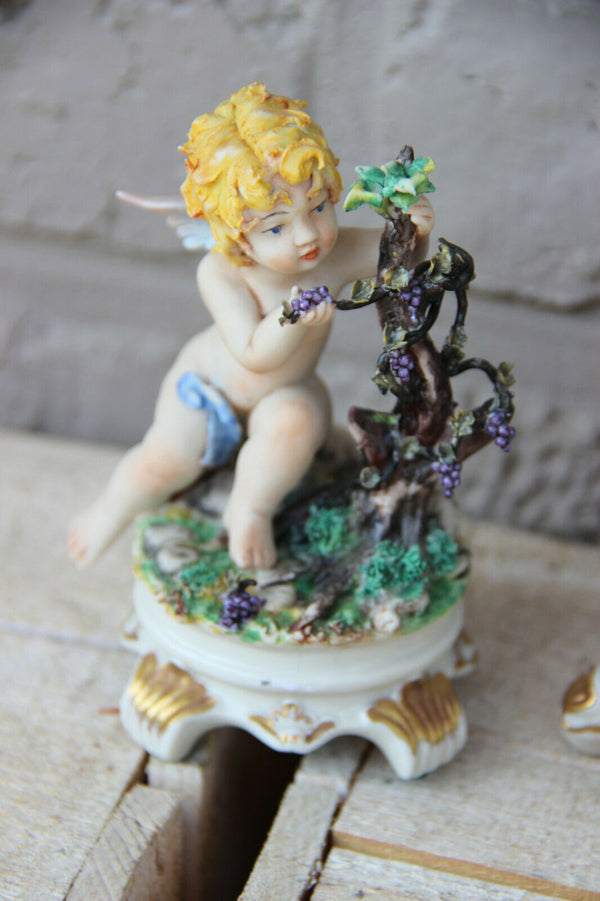 Italian set 4 capodimonte marked season cherub angel figurines