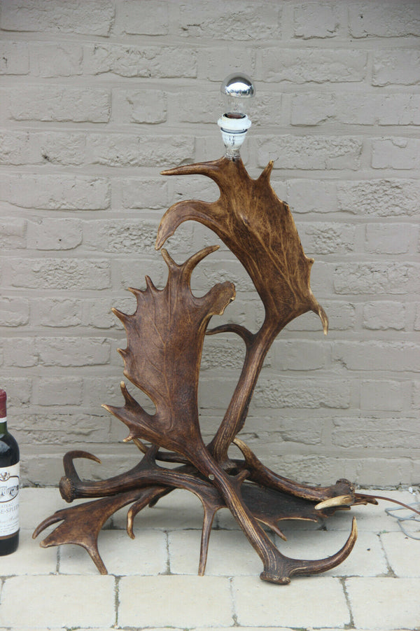 Majestical RARE PAIR Moose Elk Antler Table floor lamp hunt cabin