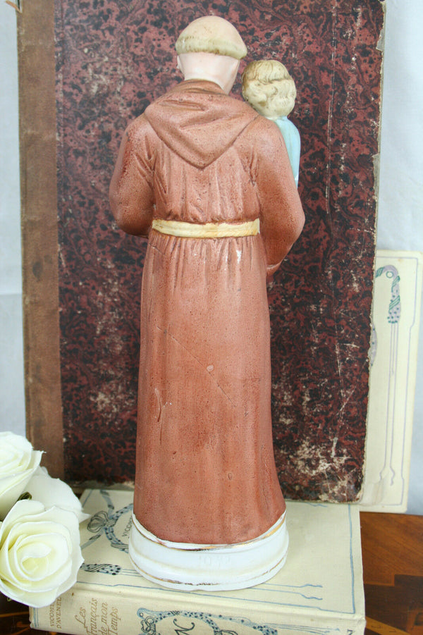 Antique french Porcelain Holy saint Anthony  statue Religious figurine