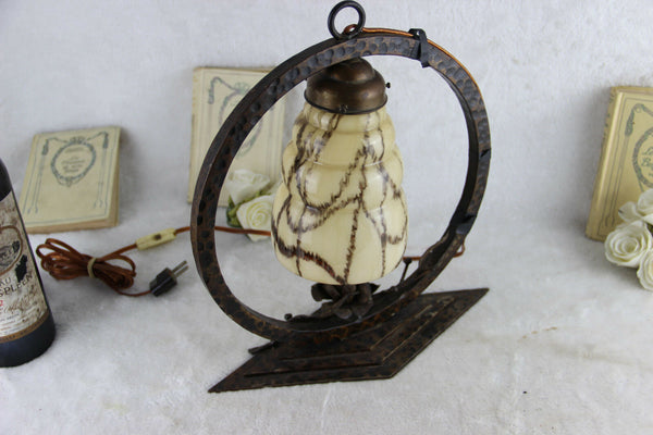 ART DECO 1930 Cast iron roses Table lamp
