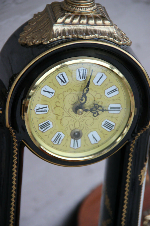 XL ACF sevres porcelain marked Mantel clock floral decor