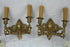 Pair French Bronze brass putti cherub angel heads wall sconces lights 1930