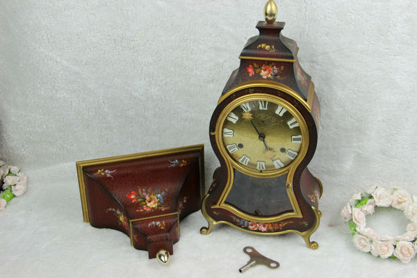 Swiss palais royal neuchatel Wall clock floral hand paint shelf console