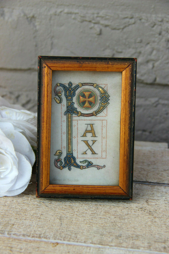 Religious miniature Frame souvenir de abbey of Maredred belgium 1950s