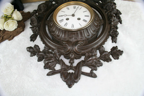 French vtg Wall Cast iron clock louis XVI decor 1960's