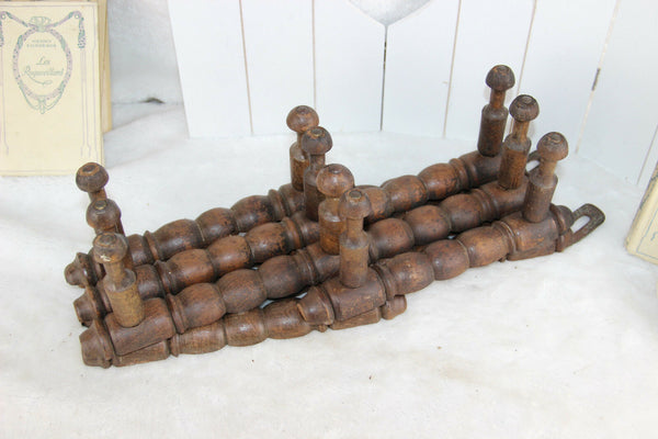 Vintage French Barley twist wood carved coat rack 1970 pliable system