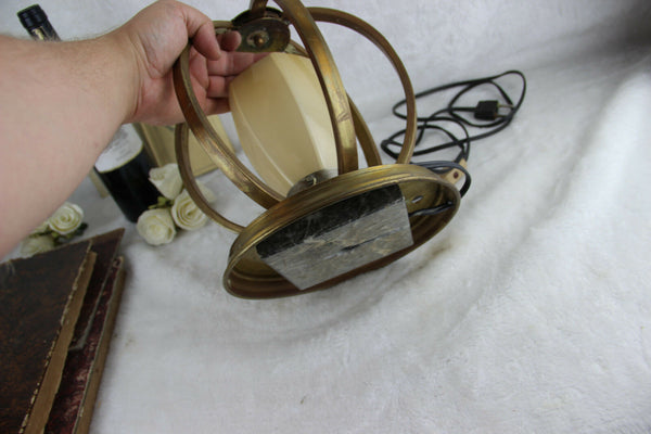 Art deco 1930 French antique table lamp copper geometric form rare