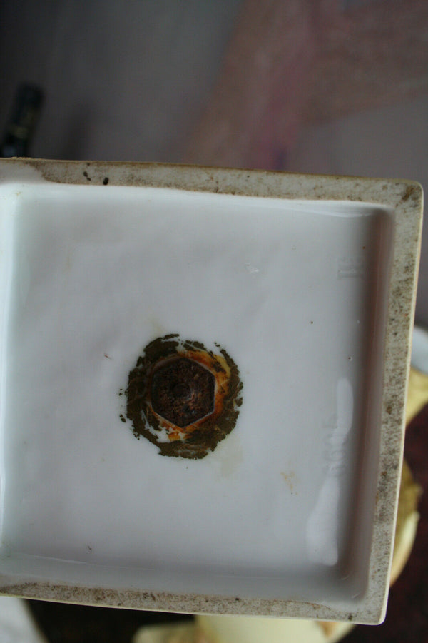 PAIR VIEUX paris porcelain 19thc French Vases Majolica flowers Attr. jacob petit