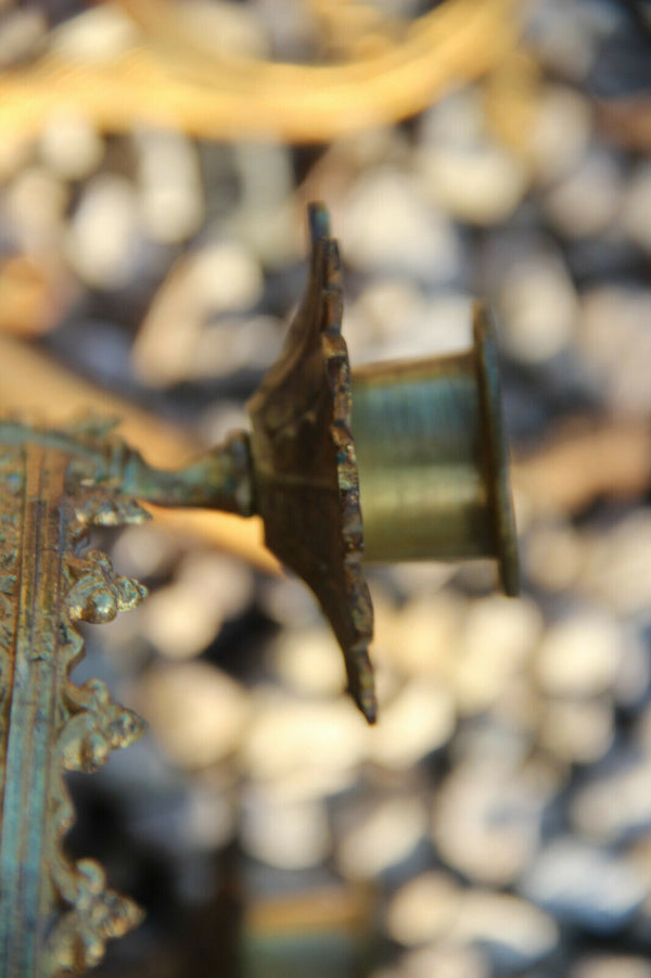 PAIR antique neo gothic dragon Church religious Wall candle holders brass n2