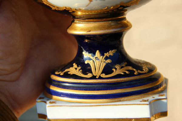 Antique sevres porcelain marked small centerpiece lidded bowl ram head victorian