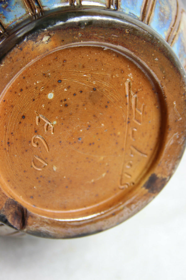 XL ART DECO Belgian CERAMIC Vase Signed DUBOIS Egypt god bird theme