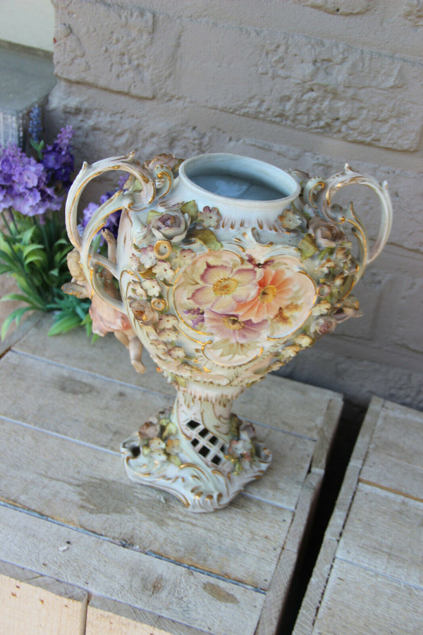 Antique german marked putti porcelain vase