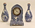 Boch Pottery Clock set Vases Forest Blue white delft decor 1925 marked