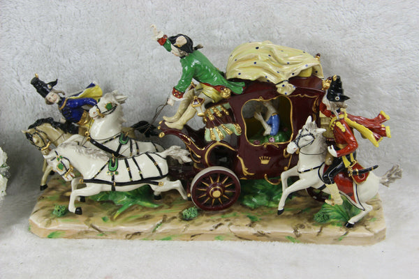 XL German potschappel DRESDEN porcelain mark large Coach carriage princess group