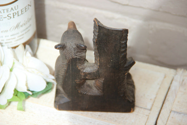 Antique hand Black forest wood carved swiss bear statue