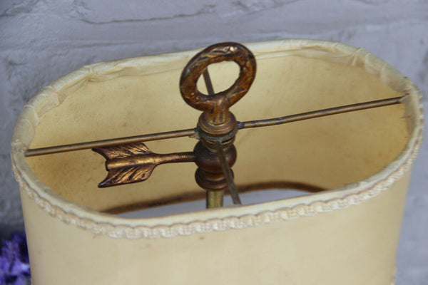 Stunning old French Bouillotte Empire bronze sphinx Caryatid table lamp