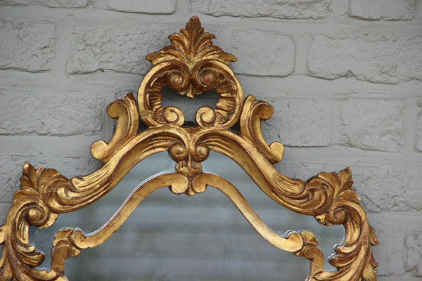 Hollywood Regency Italian mid century Wood carved gold gilt mirror Louis XVI 60s