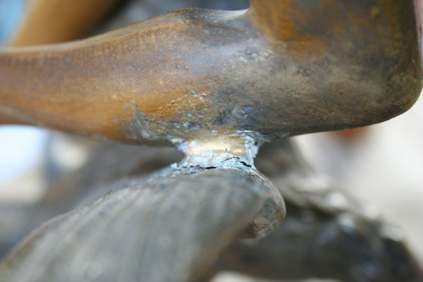 Huge XL French Spelter bronze figurines eagle clock set 60's