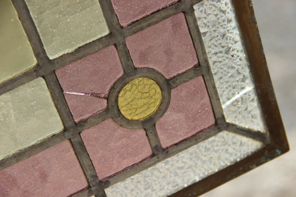 PAIR French antique art nouveau stained glass window panels