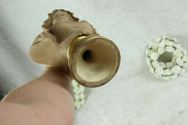 Antique ARt deco Girl Bust Statue terracotta signed AURILI