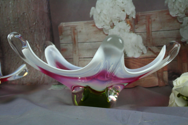 RARE pair Italian Murano art glass bowls coupe center pieces nice colours