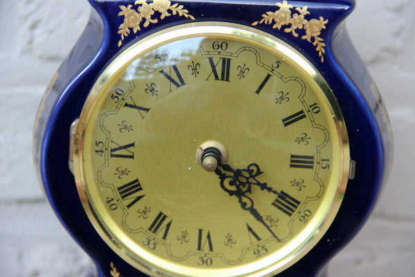 French Limoges blue porcelain Clock victorian romantic scene 1970