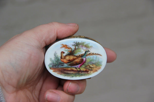 Rare Antique German 18thc porcelain Tabatiere snuff box birds chicken victorian