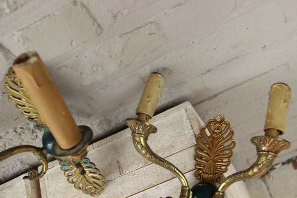 Set Antique 4 Empire bronze wall lights sconces