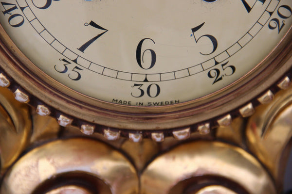 Mid-Century Swedish Gilt Carved Wood Wall Clock  Westerstrand, 1960s