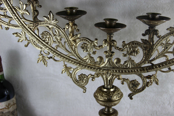 XXL antique French Altar religious candelabra candle holder dragon gothic church