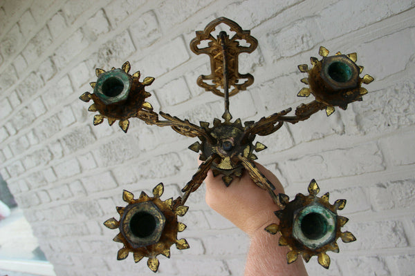 PAIR antique neo gothic Church Wall candlelabras candle holder sconces religious