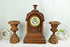 Antique French wood carved clock putti angel candle holders set