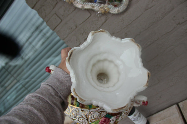 Huge italian Capodimonte porcelain Ceramic putti romantic Centerpiece vase