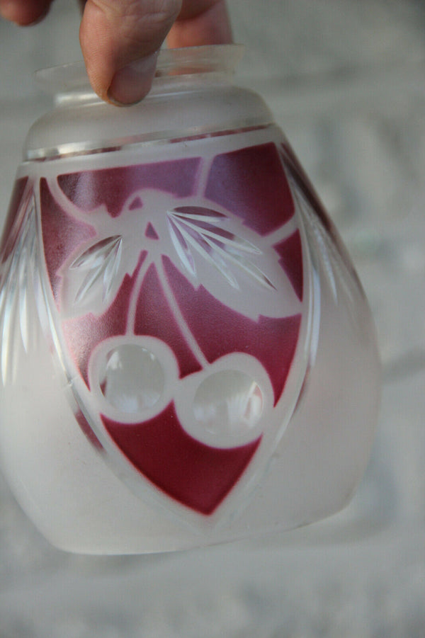 Set 3 art deco french glass cut cherry shades