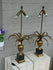 PAIR hollywood regency MAison Jansen Brass palm  leafs table lamps 1970