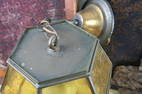 1930 ART DECO amber honeycomb coloured glass French pendant chandelier lamp