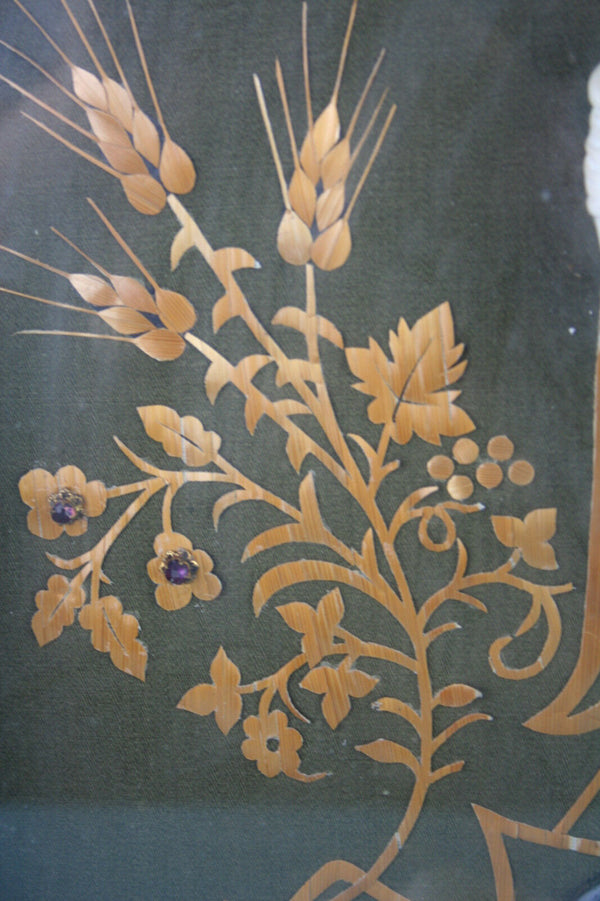 Antique 19th religious Crucifix framed with relic religious