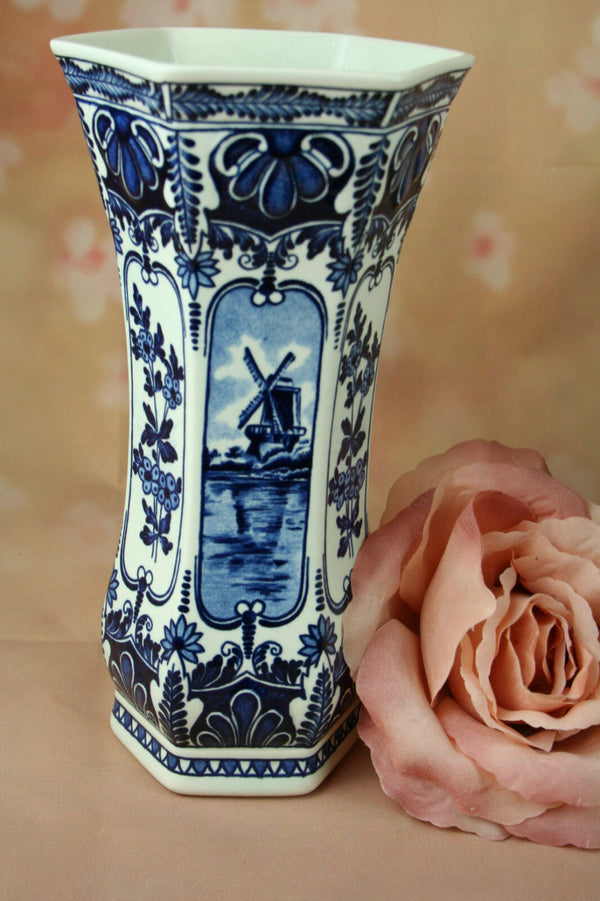 Set of 3 DELFT Blue Vases ROYAL SPHINX by BOCH Belgium porcelain marked dog